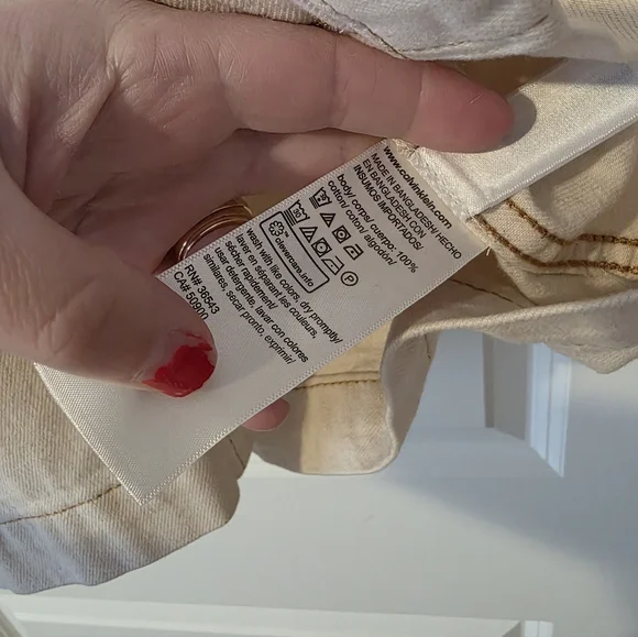 Calvin Klein Button Up Camp Shirt Collared Shortsleeve Mens XXL Cream Cotton - Picture 5 of 7